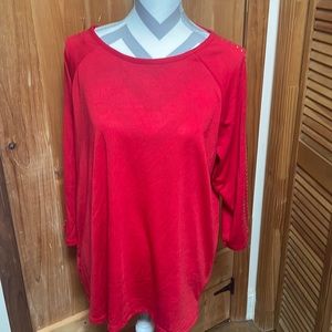 NWT Red by design 2x sweater with peekaboo shoulders and gold nail head trim